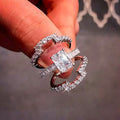 Fashion OL Full Zircon Three Piece Ring Set For Women Luxury Anniversary Celebration Jewelry view 3