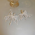 Pearl Crystal Zircon Bow Tassel Drop Earrings Korean Fashion OL Light Luxury Jewelry view 3