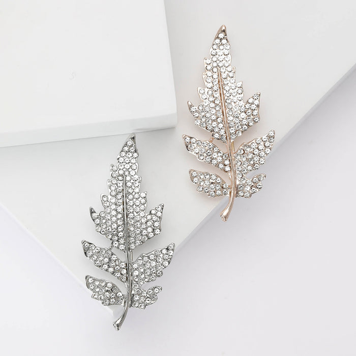 Alloy Rhinestone Leaf Brooch For Women's Coats And Suits