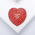 Alloy Rhinestone Red Heart Brooch For Unisex Clothing Decoration view 2