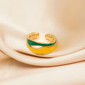 Yellow Green Minimalist Open Index Finger Ring, Niche Cool Style Jewelry For Women view 2