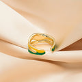 Yellow Green Minimalist Open Index Finger Ring, Niche Cool Style Jewelry For Women view 3