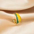Yellow Green Minimalist Open Index Finger Ring, Niche Cool Style Jewelry For Women view 1