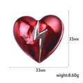 Alloy Red Heart Lightning Brooch Pin For Clothing Lapel Decoration view 5