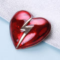 Alloy Red Heart Lightning Brooch Pin For Clothing Lapel Decoration view 2