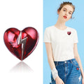Alloy Red Heart Lightning Brooch Pin For Clothing Lapel Decoration view 3