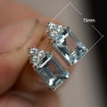 Topaz Blue Aquamarine Zircon Stud Earrings For Women European Style Jewelry view 5
