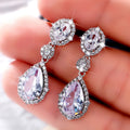 Korean Fashion Teardrop Zircon Dangle Earrings For Women Anniversary Jewelry Accessories view 4