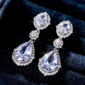 Korean Fashion Teardrop Zircon Dangle Earrings For Women Anniversary Jewelry Accessories view 3