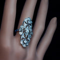 Vintage Palace Luxury Zircon Pattern Ring For Women, White Gold Plated Copper Finger Ring view 3