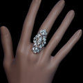 Vintage Palace Luxury Zircon Pattern Ring For Women, White Gold Plated Copper Finger Ring view 4
