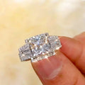 Luxury Full Pave Square Zircon Engagement Ring For Women, Wedding Anniversary Gift Jewelry view 2