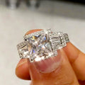 Luxury Full Pave Square Zircon Engagement Ring For Women, Wedding Anniversary Gift Jewelry view 1