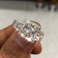 Luxury Full Pave Square Zircon Engagement Ring For Women, Wedding Anniversary Gift Jewelry view 3