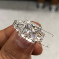 Luxury Full Pave Square Zircon Engagement Ring For Women, Wedding Anniversary Gift Jewelry view 5