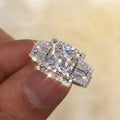 Luxury Full Pave Square Zircon Engagement Ring For Women, Wedding Anniversary Gift Jewelry view 4