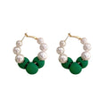Korean Vintage Pearl Hoop Earrings With Sterling Silver Pins, Geometric Round Light Luxury Design view 5
