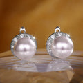 Simple Fashion Round Zircon And Faux Pearl Stud Earrings For Women Jewelry view 6