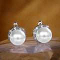 Simple Fashion Round Zircon And Faux Pearl Stud Earrings For Women Jewelry view 4