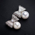 Sweet Bowknot Imitation Pearl Stud Earrings For Women Korean Japanese Elegant Jewelry view 3