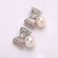 Sweet Bowknot Imitation Pearl Stud Earrings For Women Korean Japanese Elegant Jewelry view 2