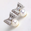 Sweet Bowknot Imitation Pearl Stud Earrings For Women Korean Japanese Elegant Jewelry view 1