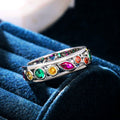 Hollow Inlaid Multicolor Couple Ring, Simple Colorful Zircon Finger Ring For Women Jewelry view 4