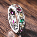 Hollow Inlaid Multicolor Couple Ring, Simple Colorful Zircon Finger Ring For Women Jewelry view 3