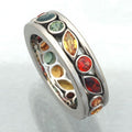 Hollow Inlaid Multicolor Couple Ring, Simple Colorful Zircon Finger Ring For Women Jewelry view 1