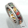 Hollow Inlaid Multicolor Couple Ring, Simple Colorful Zircon Finger Ring For Women Jewelry view 5