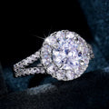 Round Micro Pave Simulated Cubic Zirconia Engagement Ring, European Fashion Jewelry view 3