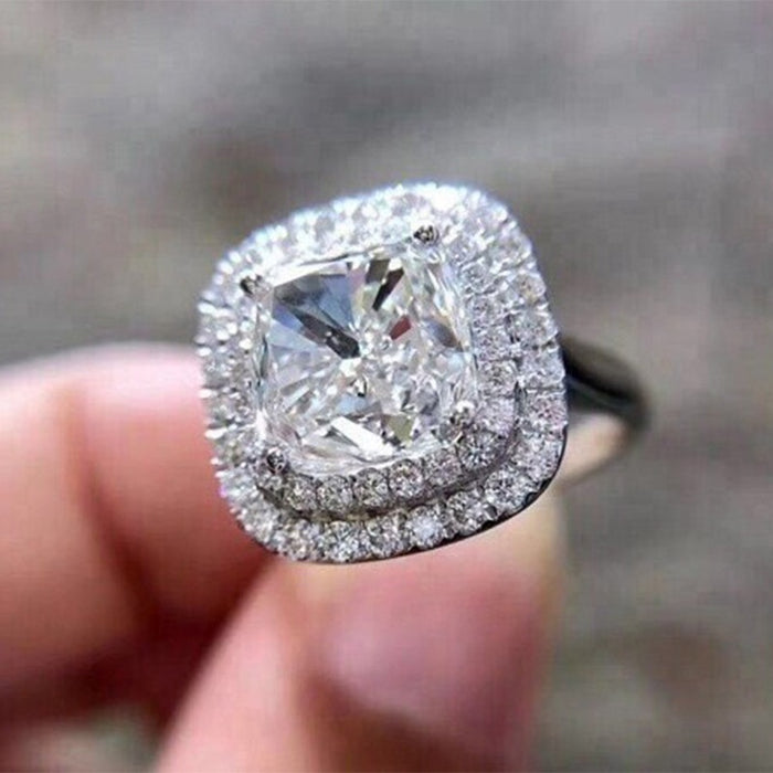 Tiger Claw Square Cubic Zirconia Ring, European Trendy Fashion Finger Jewelry