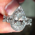Pear Shaped Teardrop Micro Pave Full Zircon Simulated Diamond Engagement Ring For Women view 2