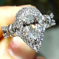 Pear Shaped Teardrop Micro Pave Full Zircon Simulated Diamond Engagement Ring For Women view 1