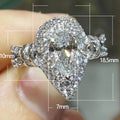 Pear Shaped Teardrop Micro Pave Full Zircon Simulated Diamond Engagement Ring For Women view 3