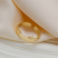 Korean Style Cute Playful Cat Ear Ring Simple Copper Animal Cat Paw Adjustable Open Finger Ring view 2