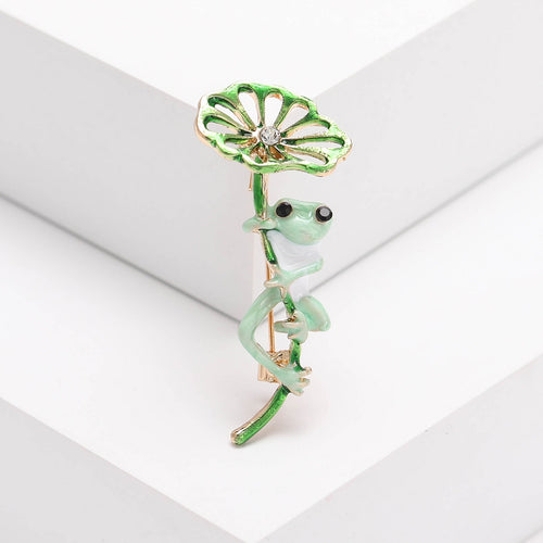Alloy Frog Leaf Brooch Pin For Women's Coats And Cardigans