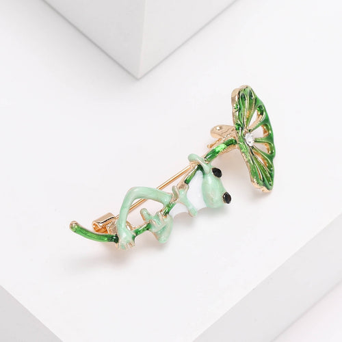 Alloy Frog Leaf Brooch Pin For Women's Coats And Cardigans