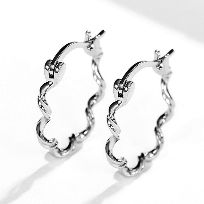 Korean Japanese Style Water Ripple Irregular Earrings, Elegant Stud Dangle Ear Jewelry