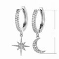 Korean Style Eight Point Star Moon Zircon Earrings For Women Birthday Gift Jewelry Accessories view 5