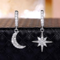 Korean Style Eight Point Star Moon Zircon Earrings For Women Birthday Gift Jewelry Accessories view 3