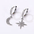 Korean Style Eight Point Star Moon Zircon Earrings For Women Birthday Gift Jewelry Accessories view 4