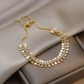 Adjustable Alloy Geometric Line Sequin Bangle For Women, Trendy Summer OL Fashion Jewelry view 4