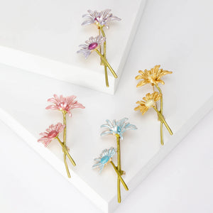 Handmade Enamel Double Daisy Brooch Pin For Floral Apparel Decoration