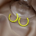 Elegant C-Shaped Bamboo Segment Enamel Alloy Hoop Stud Earrings For Women European Style Earrings view 2