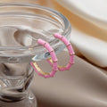 Elegant C-Shaped Bamboo Segment Enamel Alloy Hoop Stud Earrings For Women European Style Earrings view 3
