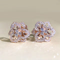 Sweet Elegant Flower Zircon Stud Earrings Delicate Copper Earrings For Women's Fashion Jewelry view 2