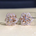 Sweet Elegant Flower Zircon Stud Earrings Delicate Copper Earrings For Women's Fashion Jewelry view 4