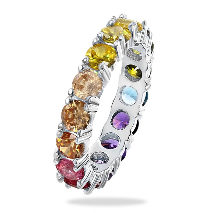 Fashion Colorful Zircon Ring For Women, European Style Luxury Finger Jewelry For
