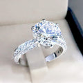Classic Six Prong Zircon Ring Copper Platinum Plated Women's European Wedding Finger Ring view 2